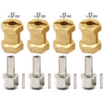 12mm Hex Wheel (4) Hub Brass 17mm Thick for Axial SCX-10, D90 & D110 Crawler