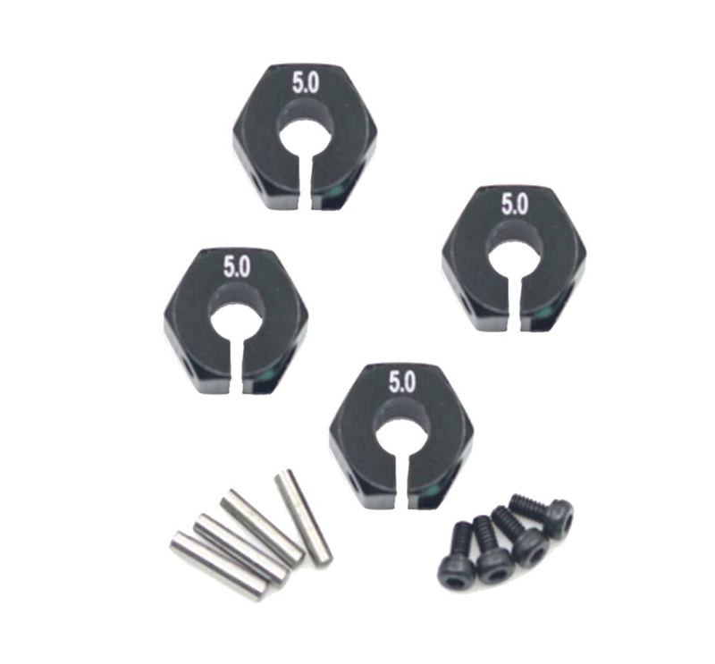 C31080BLACK 12mm Hex Wheel (4) Hub 5mm Thick for 1/10 Traxxas, Axial, Tamiya, Drift & TC - Image 1