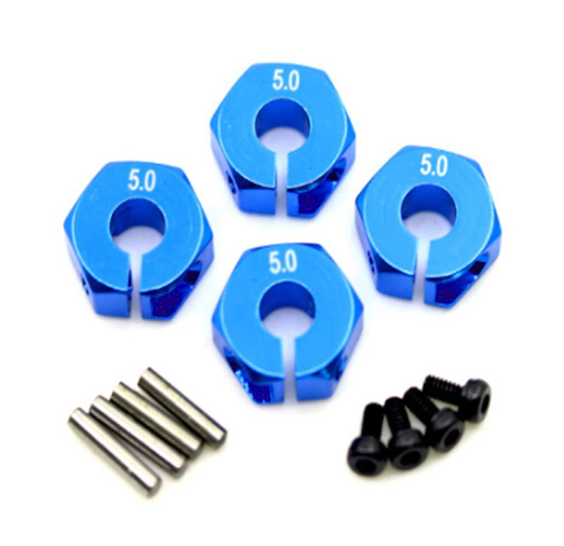 C31080BLUE 12mm Hex Wheel (4) Hub 5mm Thick for 1/10 Traxxas, Axial, Tamiya, Drift & TC - Image 1