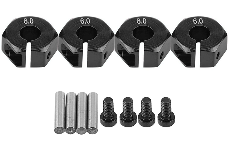 C31081BLACK 12mm Hex Wheel (4) Hub 6mm Thick for 1/10 Traxxas, Axial, Tamiya, Drift & TC - Image 1