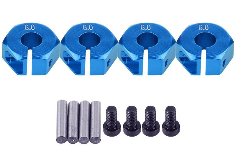 C31081BLUE 12mm Hex Wheel (4) Hub 6mm Thick for 1/10 Traxxas, Axial, Tamiya, Drift & TC - Image 1