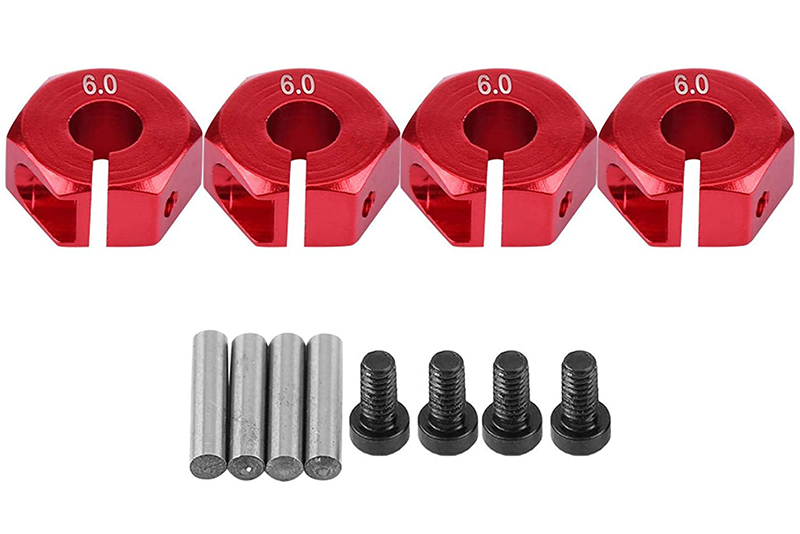 C31081RED 12mm Hex Wheel (4) Hub 6mm Thick for 1/10 Traxxas, Axial, Tamiya, Drift & TC - Image 1