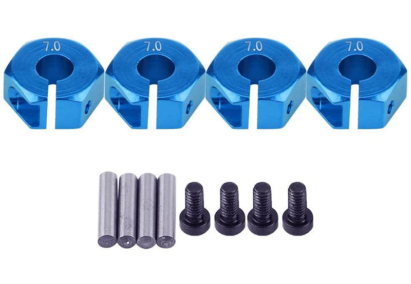 C31082BLUE 12mm Hex Wheel (4) Hub 7mm Thick for 1/10 Traxxas, Axial, Tamiya, Drift & TC - Image 1