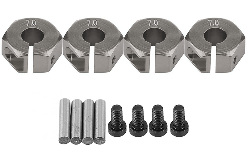 C31082GUN 12mm Hex Wheel (4) Hub 7mm Thick for 1/10 Traxxas, Axial, Tamiya, Drift & TC - Image 1