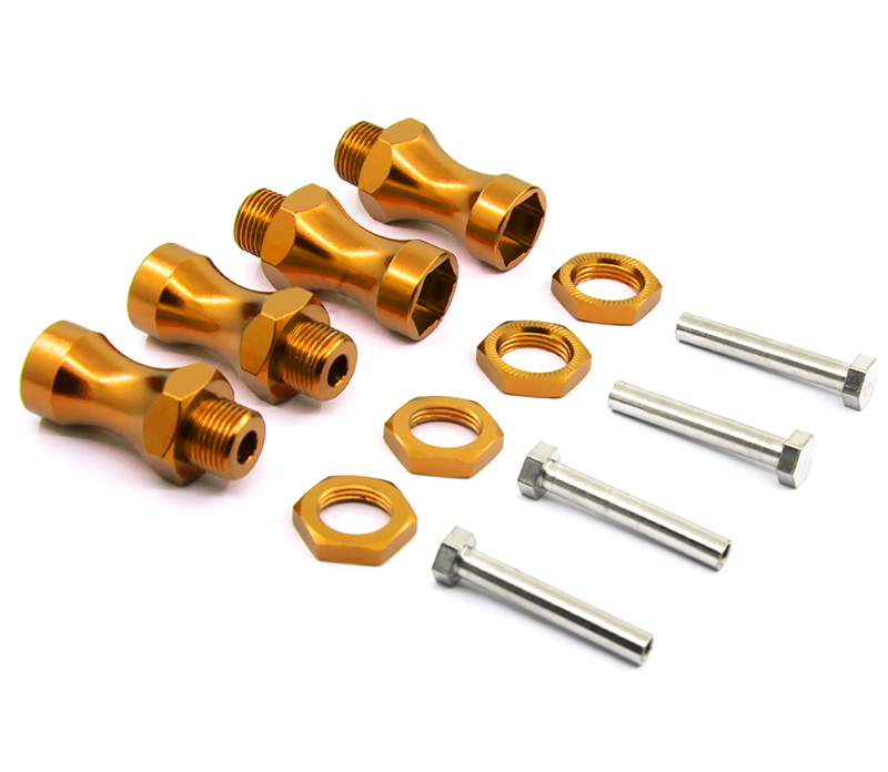 C31085GOLD 12-to-17mm Conversion Alloy Hex Wheel (4) Hub +25mm Offset for 1/10 Scale RC - Image 1
