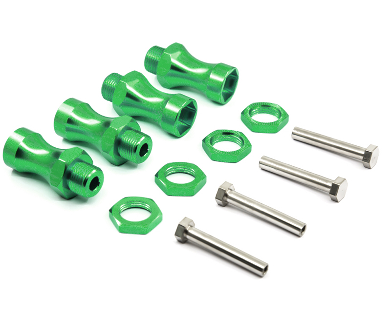 C31085GREEN 12-to-17mm Conversion Alloy Hex Wheel (4) Hub +25mm Offset for 1/10 Scale RC - Image 1