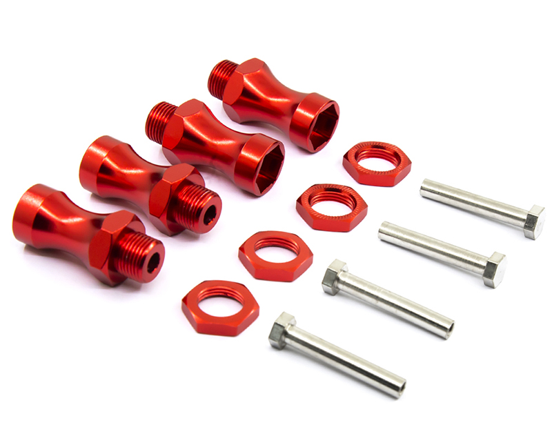 C31085RED 12-to-17mm Conversion Alloy Hex Wheel (4) Hub +25mm Offset for 1/10 Scale RC - Image 1