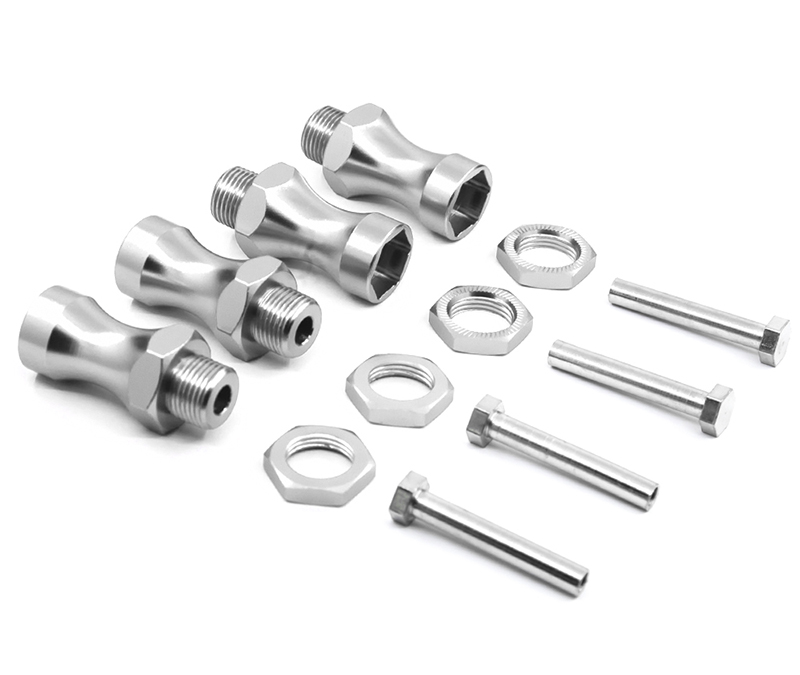 C31085SILVER 12-to-17mm Conversion Alloy Hex Wheel (4) Hub +25mm Offset for 1/10 Scale RC - Image 1