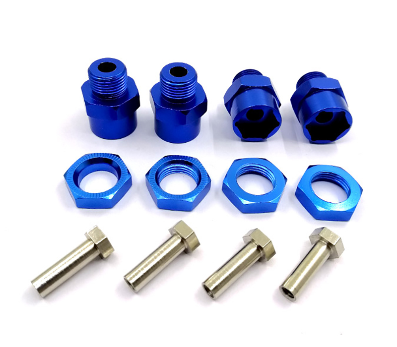 C31086BLUE 12-to-17mm Conversion Alloy Hex Wheel (4) Hub +10mm Offset for 1/10 Scale RC - Image 1