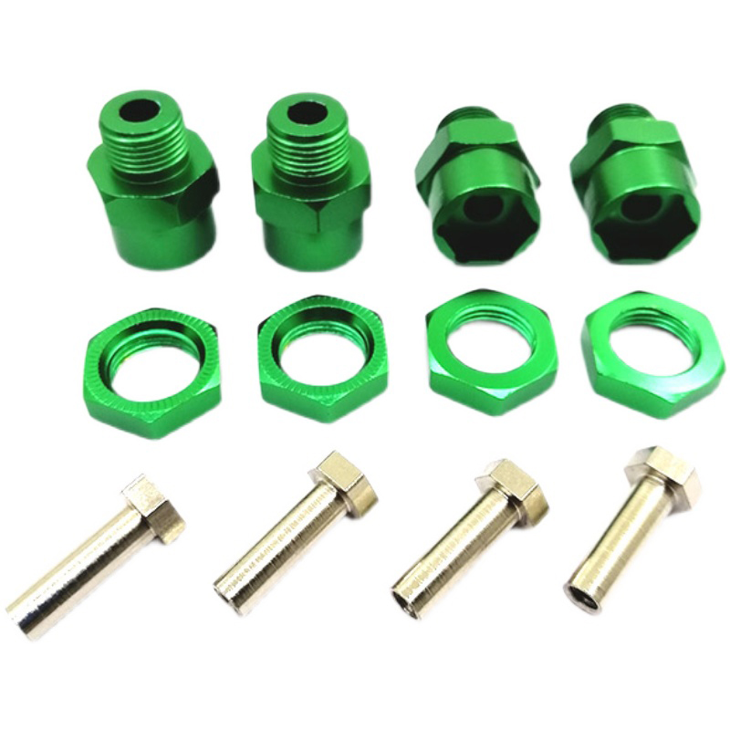 C31086GREEN 12-to-17mm Conversion Alloy Hex Wheel (4) Hub +10mm Offset for 1/10 Scale RC - Image 1