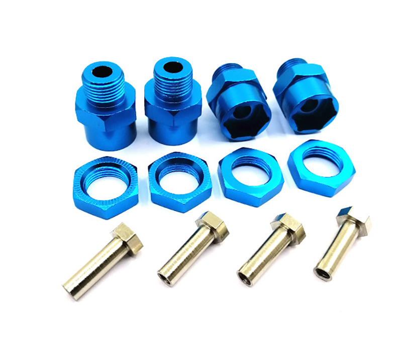 C31086LIGHTBLUE 12-to-17mm Conversion Alloy Hex Wheel (4) Hub +10mm Offset for 1/10 Scale RC - Image 1