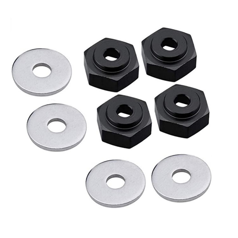 C31087BLACK 12-to-17mm Conversion Alloy Hex Wheel (4) Hub +1mm Offset for 1/10 Scale RC - Image 1