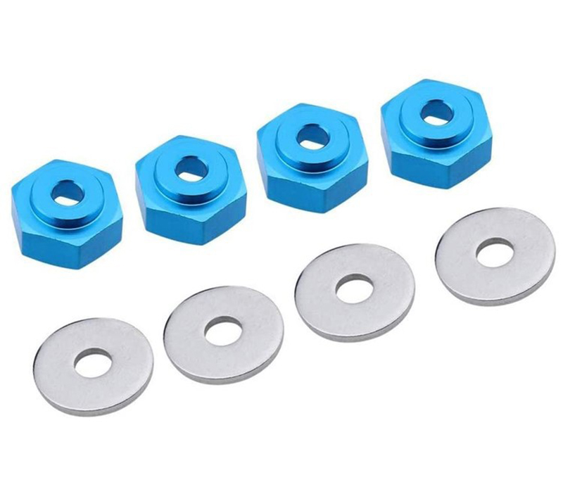 C31087LIGHTBLUE 12-to-17mm Conversion Alloy Hex Wheel (4) Hub +1mm Offset for 1/10 Scale RC - Image 1