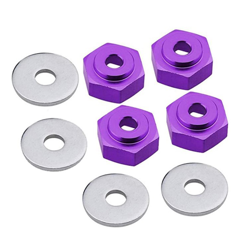 C31087PURPLE 12-to-17mm Conversion Alloy Hex Wheel (4) Hub +1mm Offset for 1/10 Scale RC - Image 1
