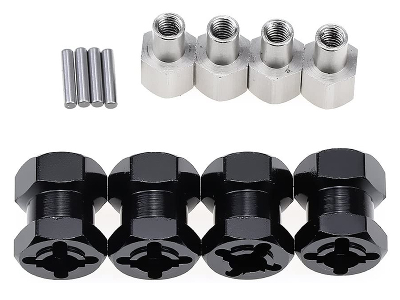 C31094BLACK 12mm Hex Wheel (4) Hub 15mm Thick for 1/10 Scale Truck & Buggy - Image 1