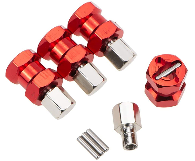 C31094RED 12mm Hex Wheel (4) Hub 15mm Thick for 1/10 Scale Truck & Buggy - Image 1