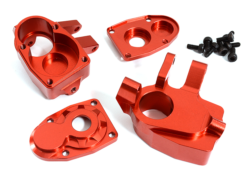 C31115RED Alloy Steering Blocks Portal Housing for Axial 1/10 SCX10 III Trail Crawler - Image 1