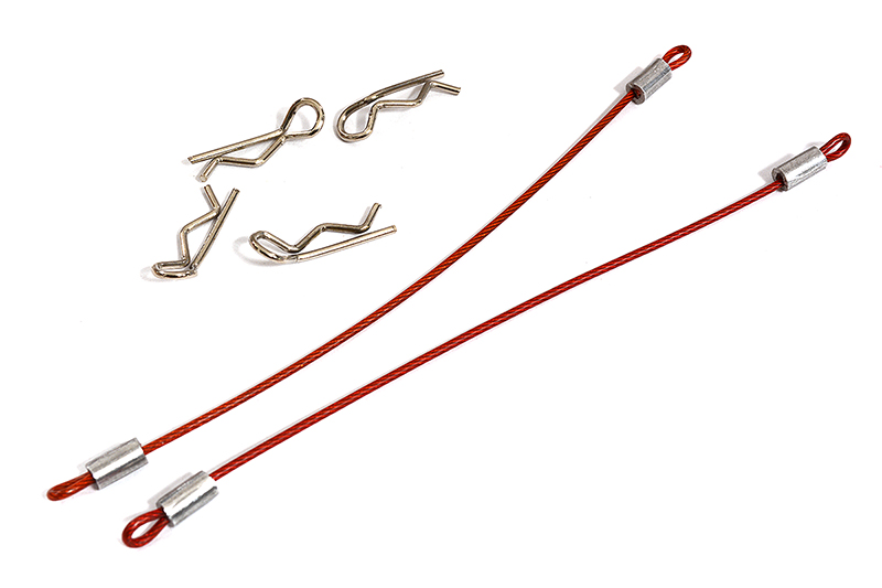 C31116RED Secured Body Clip (4) with 80mm Retainer Link for 1/16 & 1/10 RC - Image 1