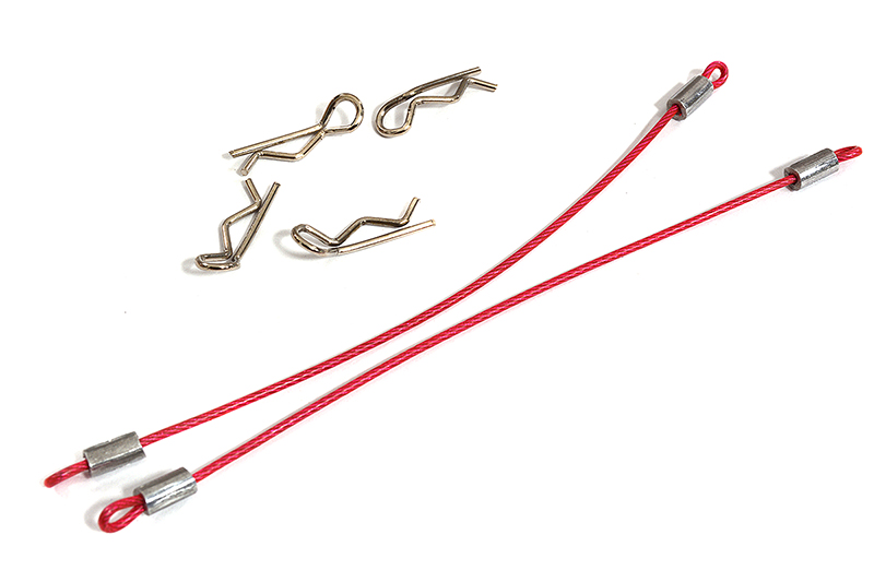 C31117PINK Secured Body Clip (4) with 100mm Retainer Link for 1/16 & 1/10 RC - Image 1