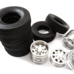 Front & Rear Alloy Wheel + Tire (4) Set for Tamiya 1/14 1838 1850 Truck