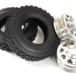 Machined Alloy Front Wheel & Tire (2) Set for Tamiya 1/14 Scale Trucks W=19mm