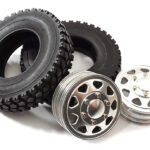 Machined Alloy Front Wheel & Tire (2) Set for Tamiya 1/14 Scale Trucks W=19mm