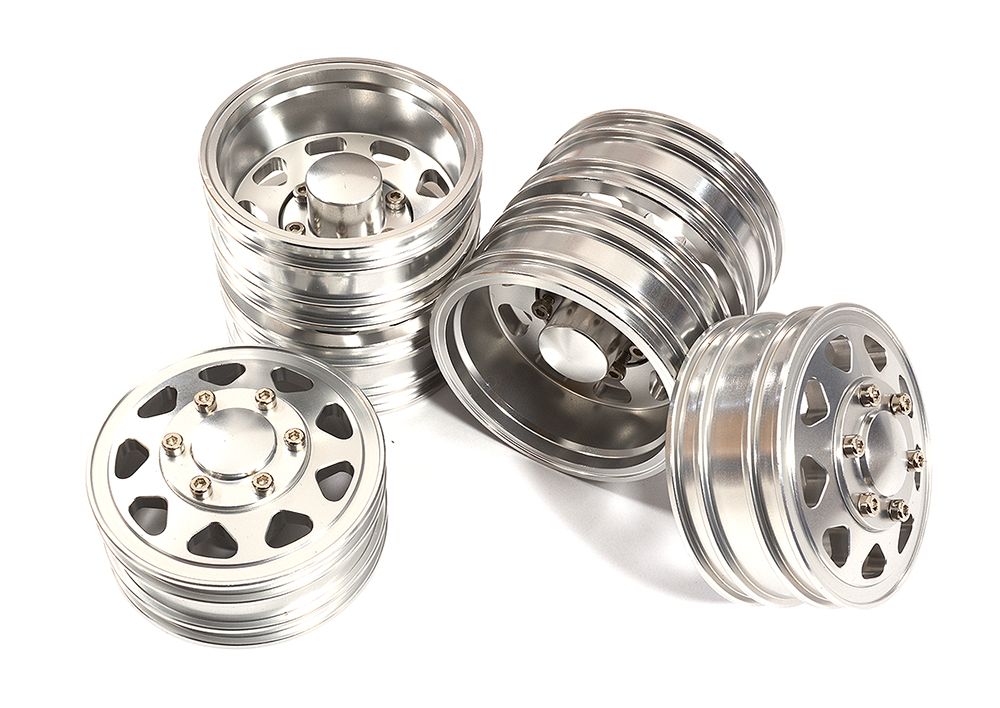C31140 Machined Alloy Front & Rear Dually Wheel (4) Set for Tamiya 1/14 Scale Trucks - Image 1