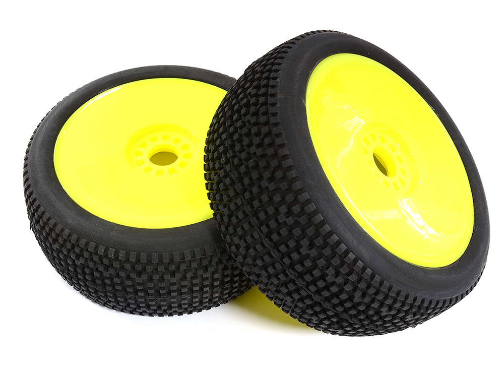 C31141YELLOW 1/8 Buggy Wheel+Tire (2) Set 17mm Hex (O.D.=113mm) - Image 1