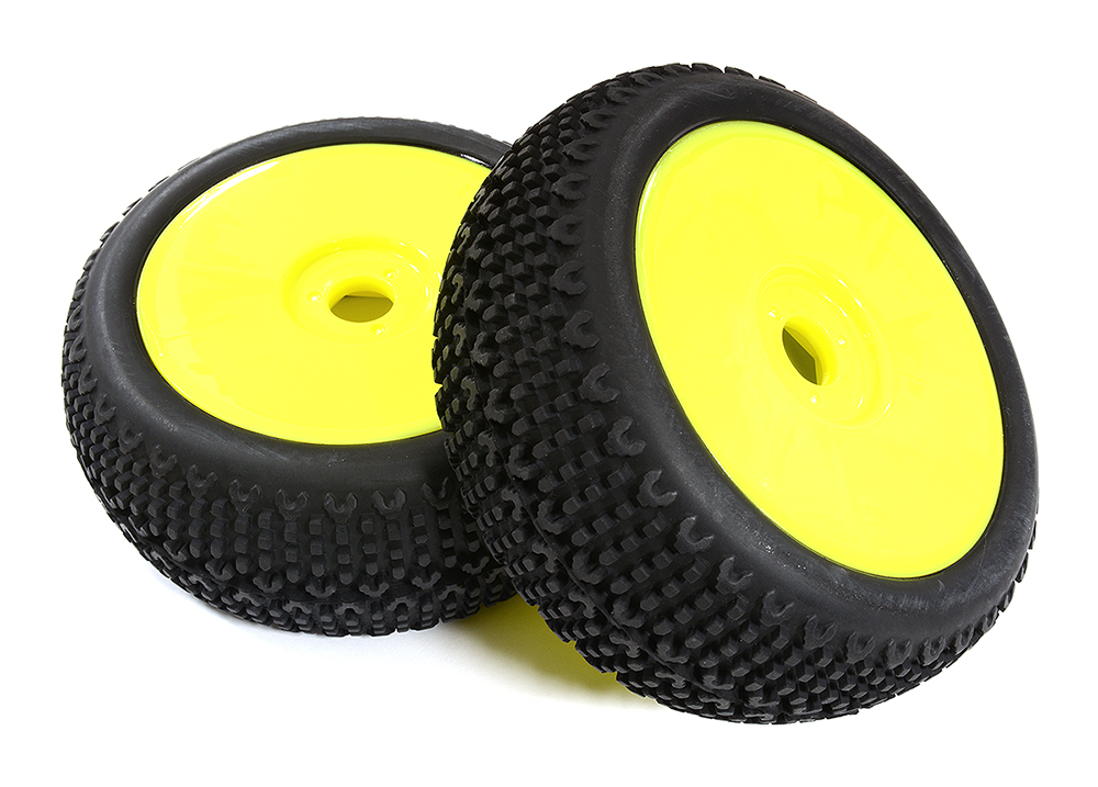 C31143YELLOW 1/8 Buggy Wheel+Tire (2) Set 17mm Hex (O.D.=116mm) - Image 1