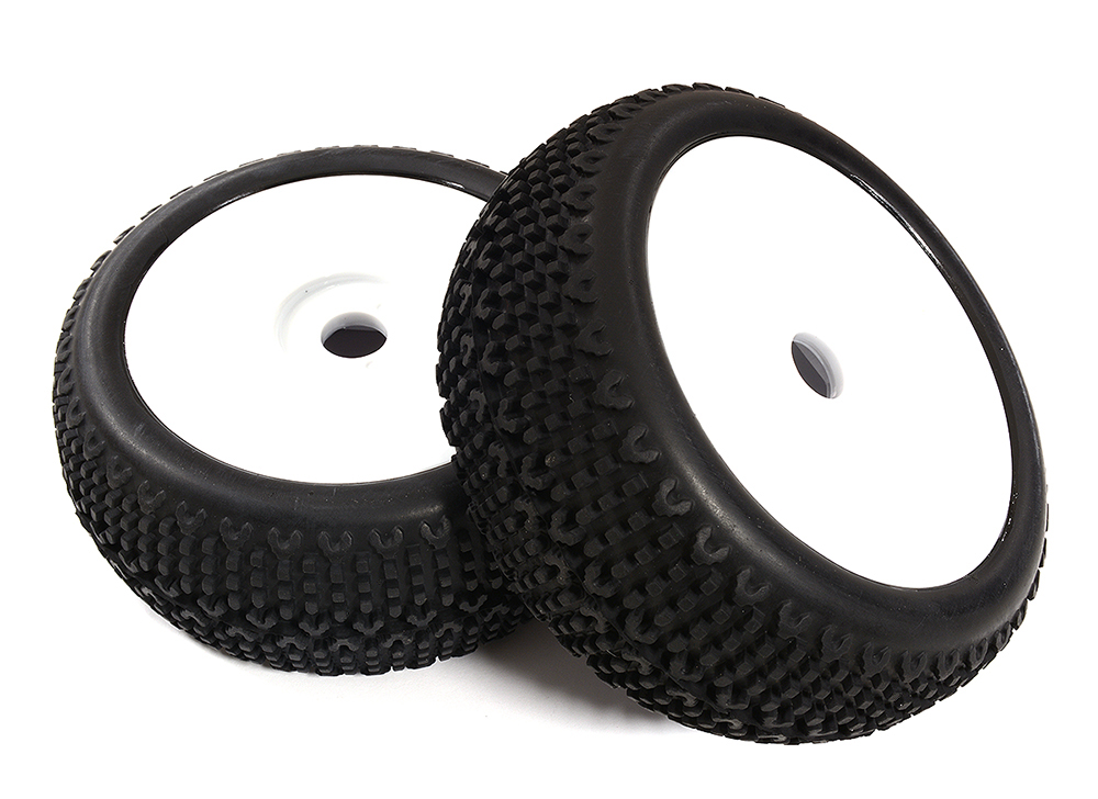 C31145WHITE 1/8 Buggy Wheel+Tire (2) Set 17mm Hex (O.D.=116mm) - Image 1