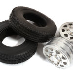 Machined Alloy Front Wheel & Tire (2) Set for Tamiya 1/14 Scale Trucks W=20mm