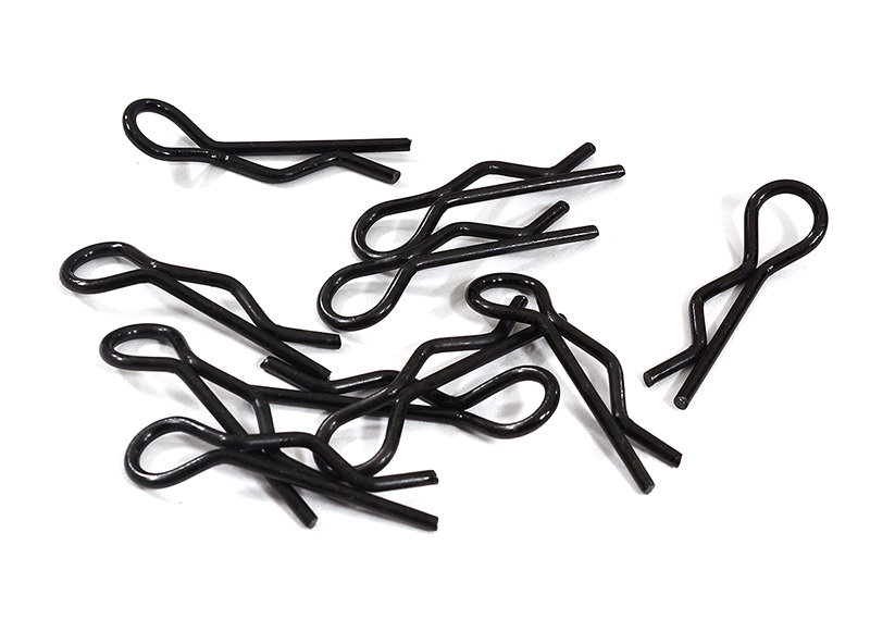 C31148BLACK Bent-Up Body Clips (10) for 1/10 RC Cars & Trucks (LxW=25x7mm) - Image 1