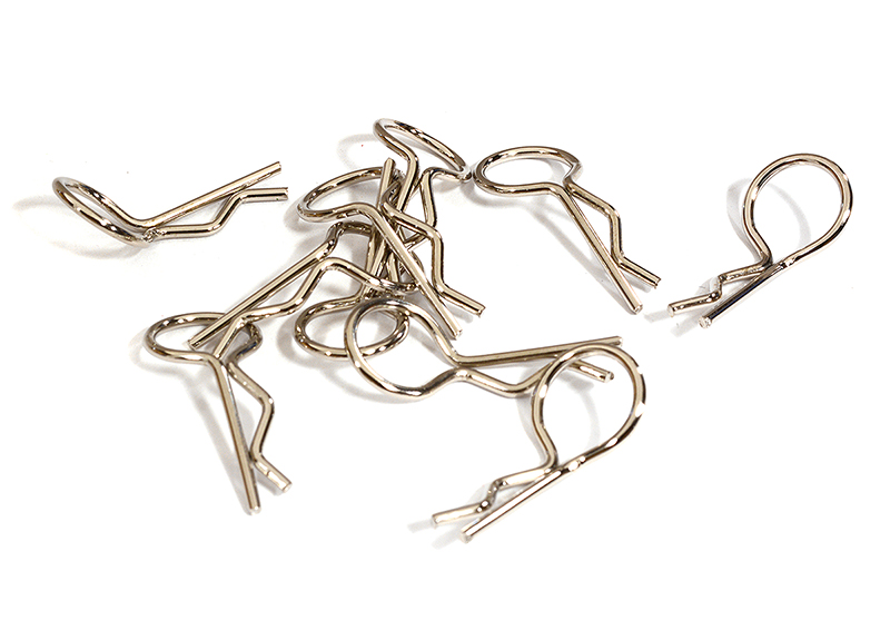 C31151SILVER Bent-Up Body Clips (10) for 1/10 RC Cars & Trucks (LxW=24x11mm) - Image 1
