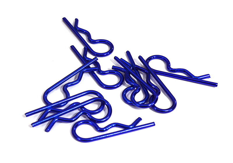 C31152BLUE Color Bent-Up Body Clips (10) for 1/8 RC Cars & Trucks (LxW=27x10mm) - Image 1