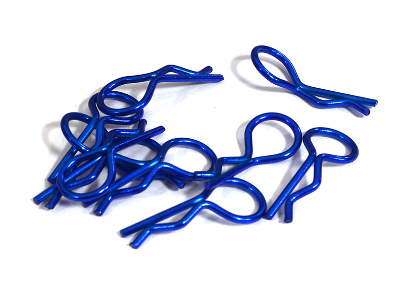 C31153BLUE Color Bent-Up Body Clips (10) for 1/8 RC Cars & Trucks (LxW=25x11mm) - Image 1