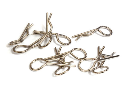 Bent-Up Body Clips (10) for 1/7 & 1/8 RC Cars & Trucks (LxW=33x13mm)