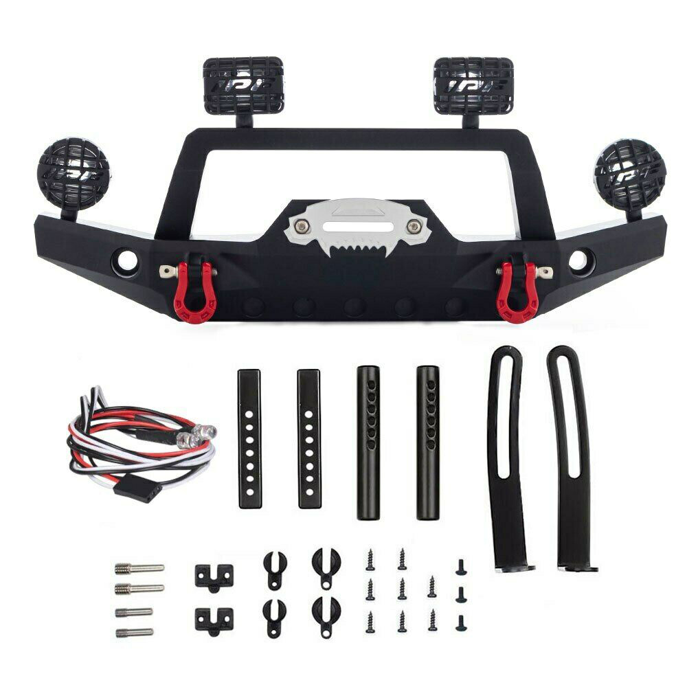 C31181BLACK Realistic Front Alloy Bumper w/ LED for Traxxas TRX-4 w/ 43mm Mount - Image 1