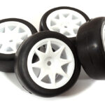 Plastic 8 Spoke Wheels w/ Rubber Slick Tires for 1/10 Mini & Tamiya M-Chassis