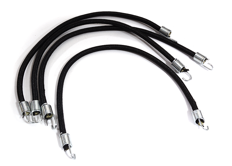 C31196BLACK 1/10 Model Scale 3x200mm Bungee Elastic Cord Strap w/ Hooks for Off-Road Crawler - Image 1