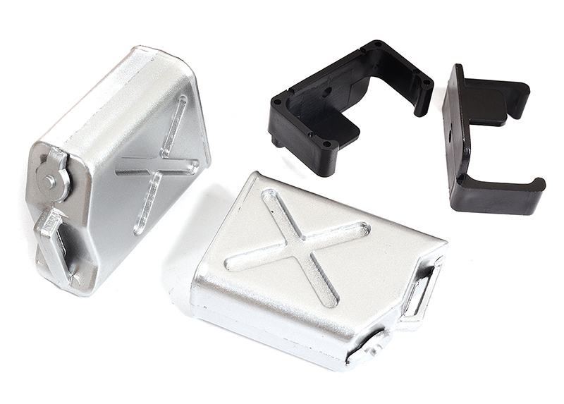 C31200SILVER Realistic Jerry Can Carrying Tank (2) w/ Bracket for 1/10 Scale Rock Crawler - Image 1