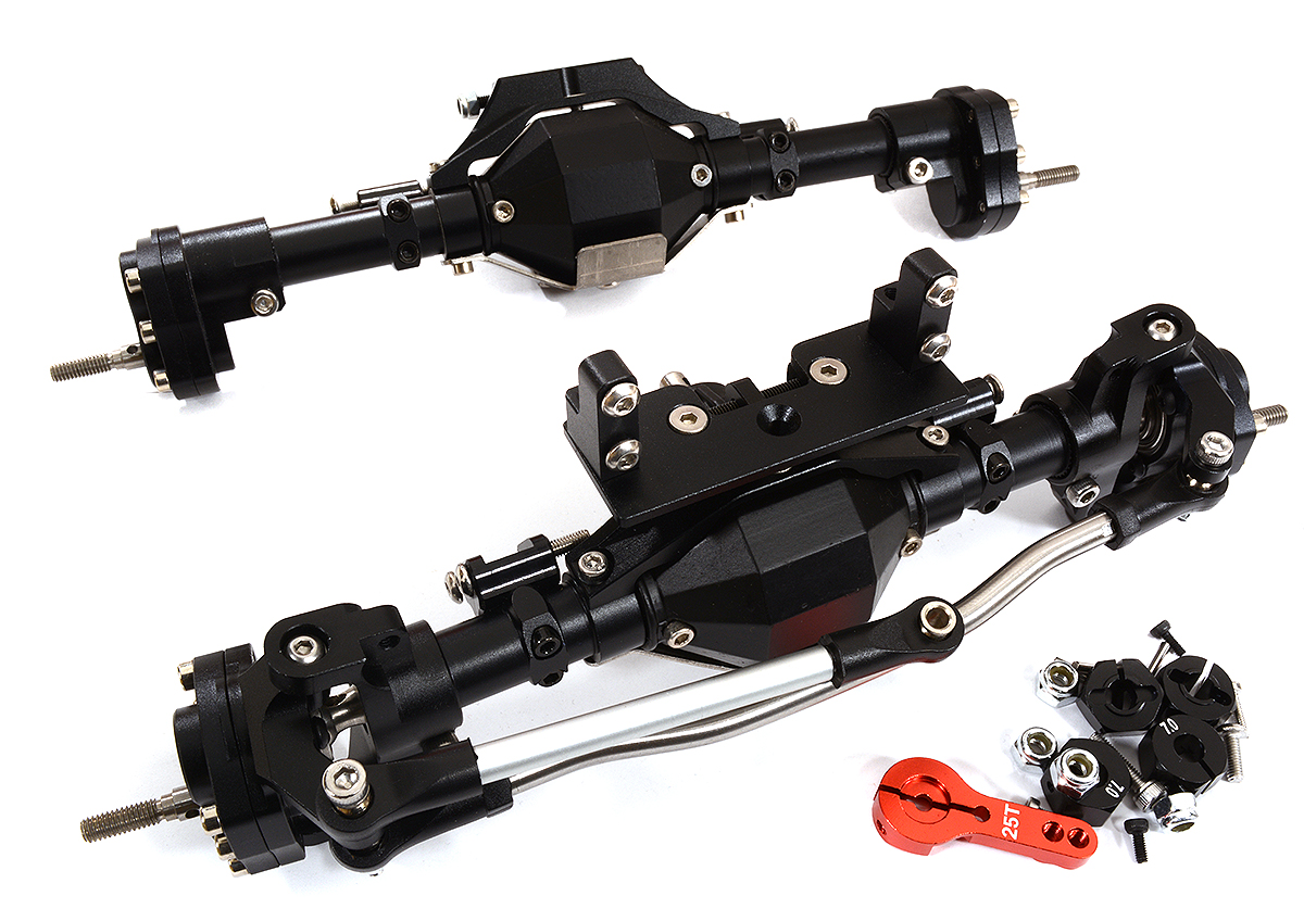 C31212BLACK Reversible Rotation F&R Axle Assembly w/ Internals for 1/10 SCX10 II & SCX10 III - Image 1