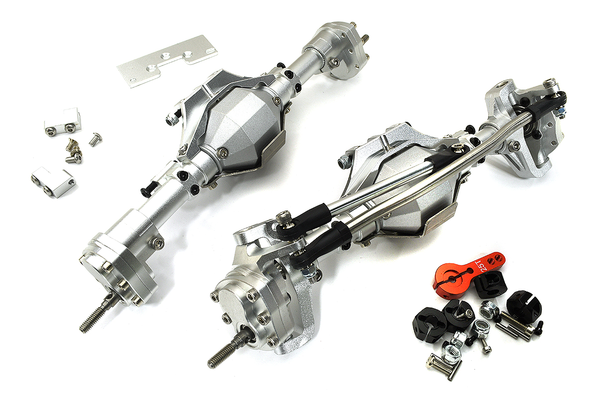 C31212SILVER Reversible Rotation F&R Axle Assembly w/ Internals for 1/10 SCX10 II & SCX10 III - Image 1