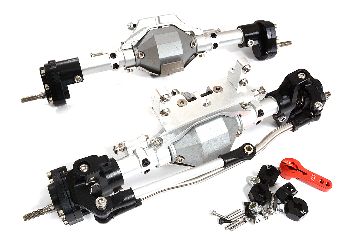 C31212SILVERBLACK Reversible Rotation F&R Axle Assembly w/ Internals for 1/10 SCX10 II & SCX10 III - Image 1