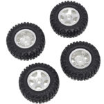 Alloy Machined Wheels (4) w/ Rubber Tires for Axial 1/24 SCX24 Rock Crawler