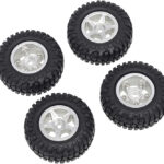 Alloy Machined Wheels (4) w/ Rubber Tires for Axial 1/24 SCX24 Rock Crawler
