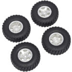 Alloy Machined Wheels (4) w/ Rubber Tires for Axial 1/24 SCX24 Rock Crawler