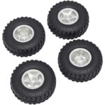 Alloy Machined Wheels (4) w/ Rubber Tires for Axial 1/24 SCX24 Rock Crawler