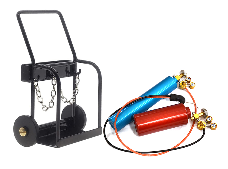 C31236 Realistic Model Welding Cylinders, Torch, Cart Hand Truck for 1/10 Scale Crawler - Image 1
