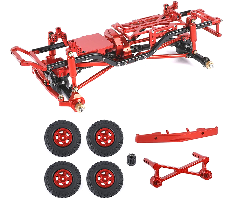 C31237RED Complete Alloy Conversion Kit w/ 133 Wheelbase for Axial 1/24 SCX24 C10 Crawler - Image 1