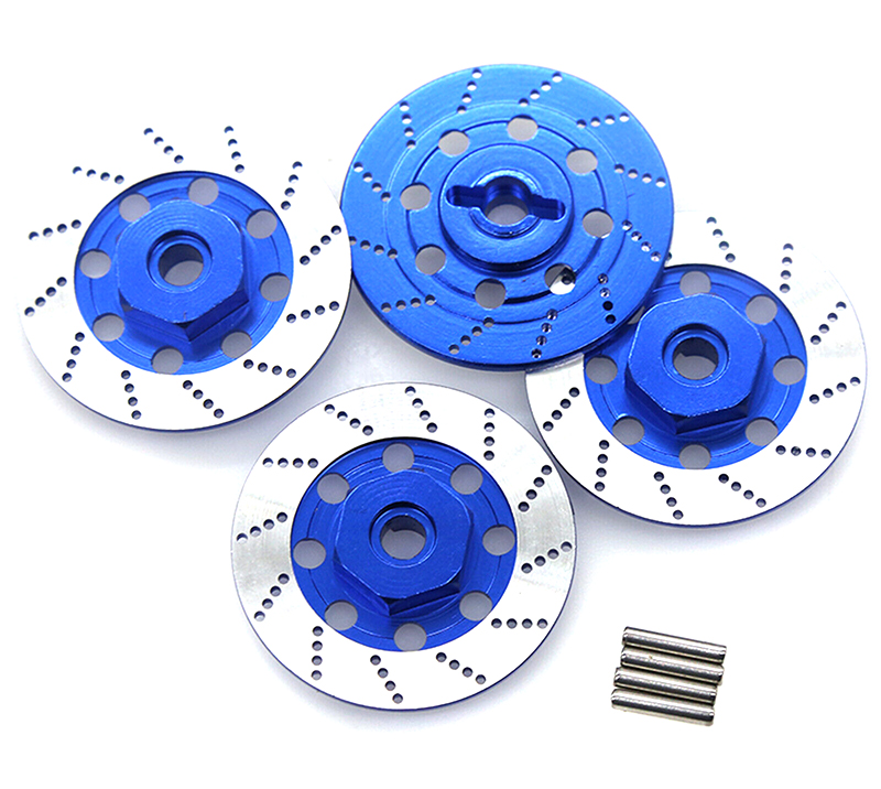 C31239BLUE Realistic Alloy Machined Brake 12mm Hex Hub Set for 1/10 Scale On-Road - Image 1